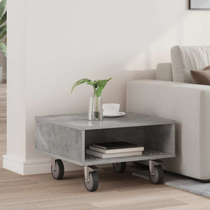 vidaXL Side Table with Wheels Concrete Grey 50.5 x 50 x 30 cm 1
