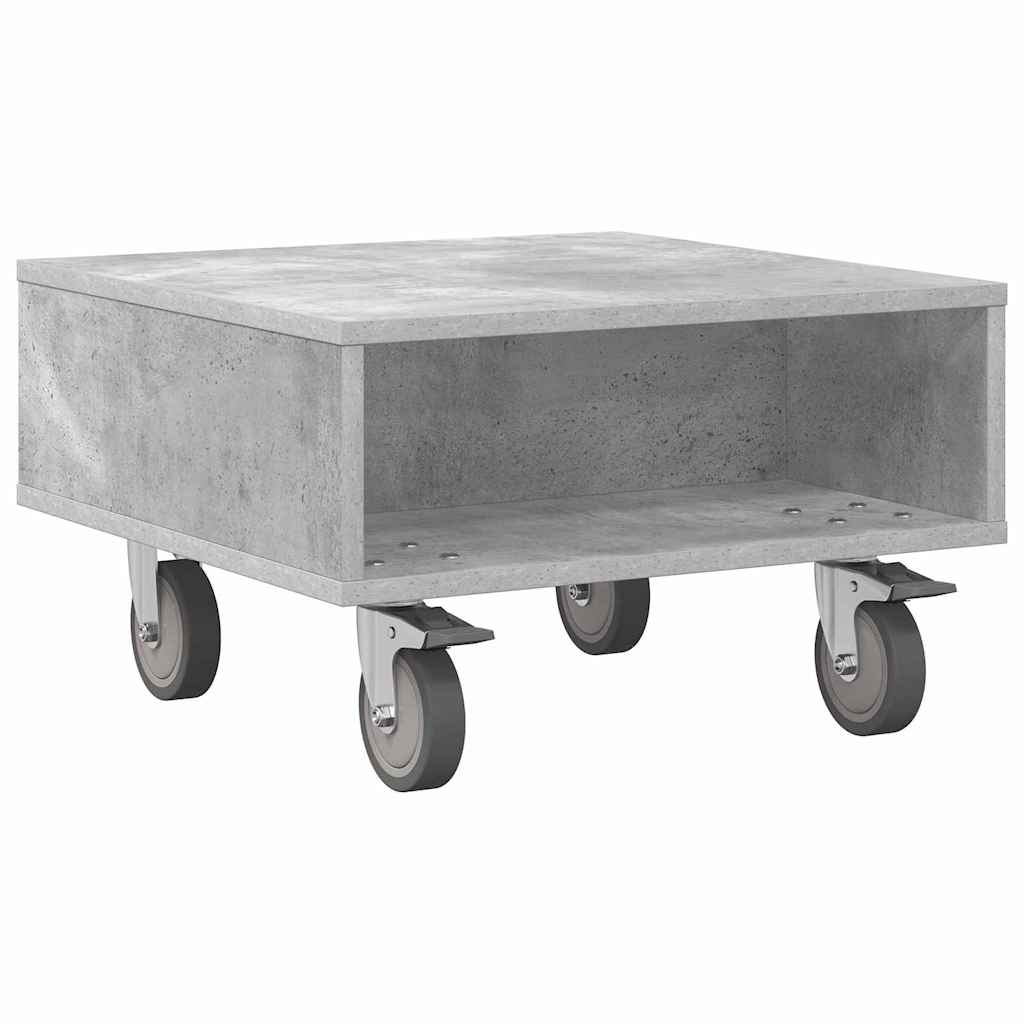 vidaXL Side Table with Wheels Concrete Grey 50.5 x 50 x 30 cm 2