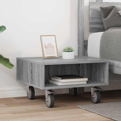 vidaXL Side Table with Wheels Grey Sonoma 50.5 x 50 x 30 cm 4
