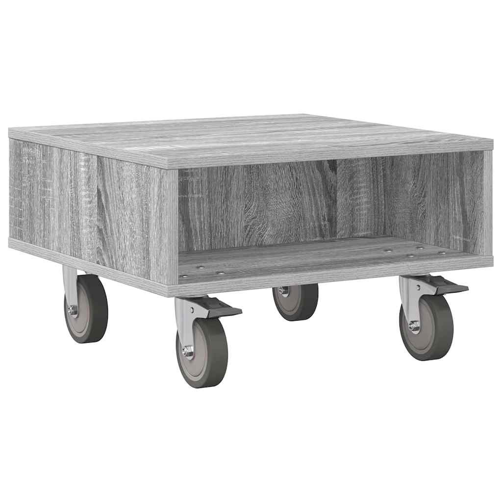 vidaXL Side Table with Wheels Grey Sonoma 50.5 x 50 x 30 cm 2