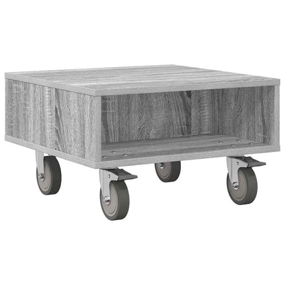 vidaXL Side Table with Wheels Grey Sonoma 50.5 x 50 x 30 cm 2