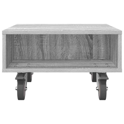 vidaXL Side Table with Wheels Grey Sonoma 50.5 x 50 x 30 cm 5
