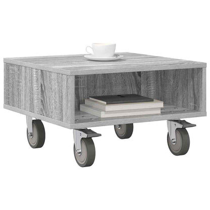 vidaXL Side Table with Wheels Grey Sonoma 50.5 x 50 x 30 cm 3