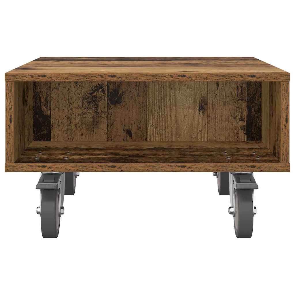 vidaXL Side Table with Wheels Old Wood 50.5 x 50 x 30 cm 5