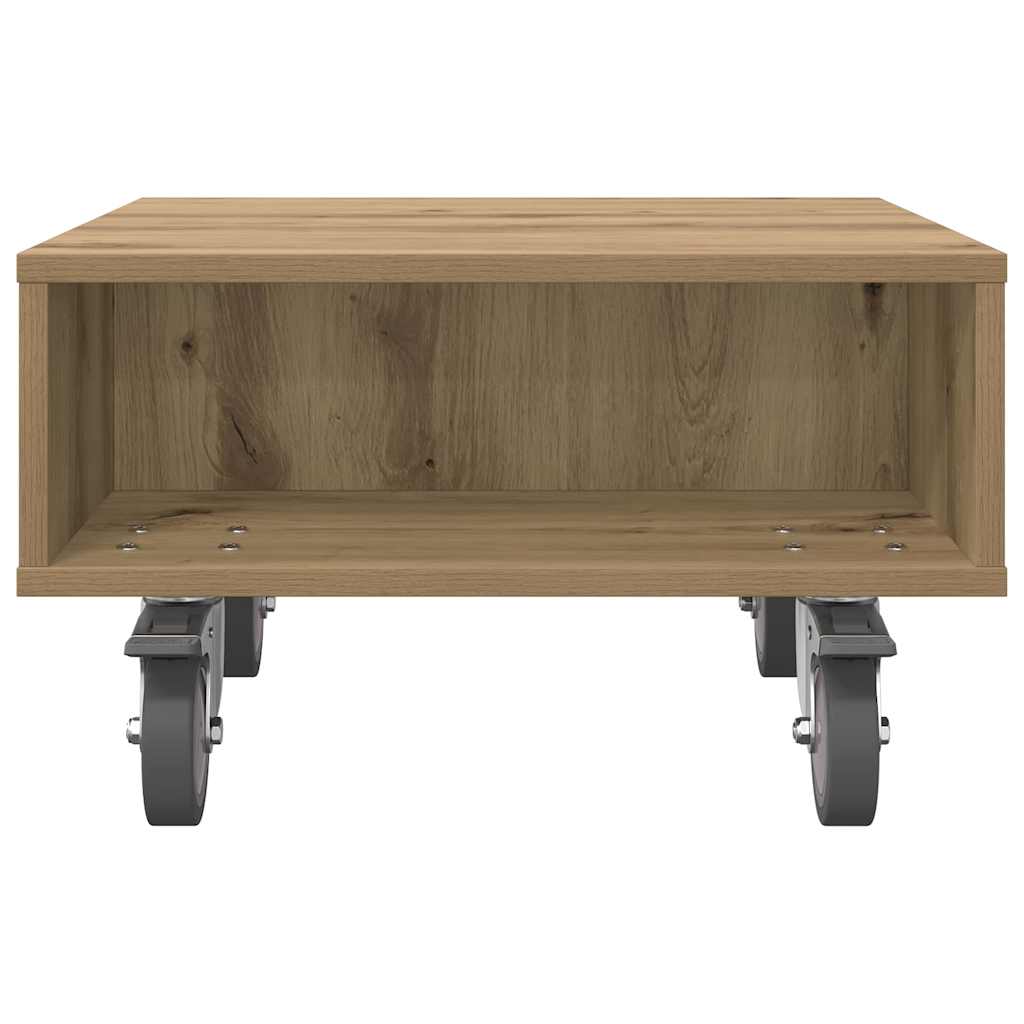 vidaXL Side Table with Wheels Artisan Oak 50.5 x 50 x 30 cm 5
