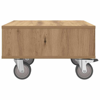 vidaXL Side Table with Wheels Artisan Oak 50.5 x 50 x 30 cm 6