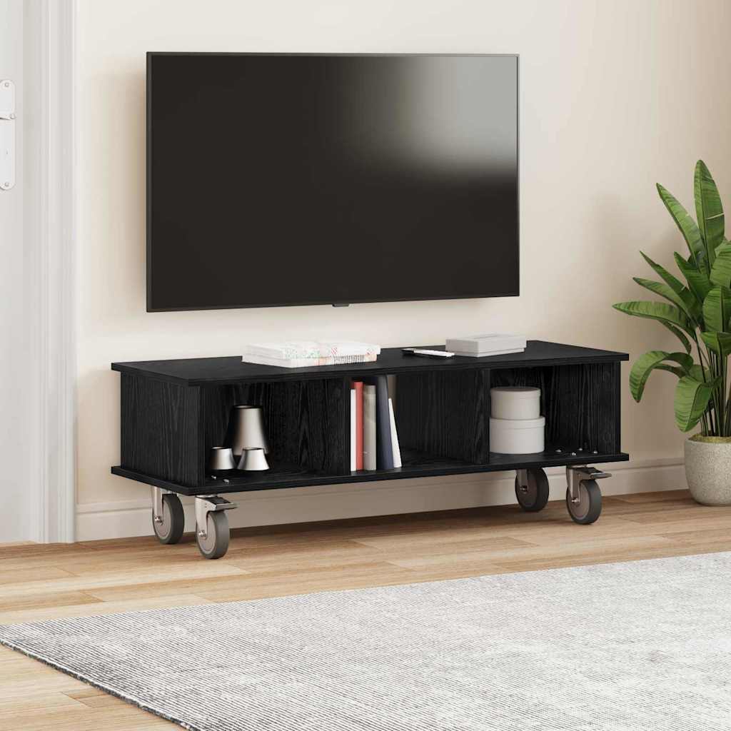 vidaXL TV Stand 100 x 35 x 35 cm Black Oak Engineered Wood 4