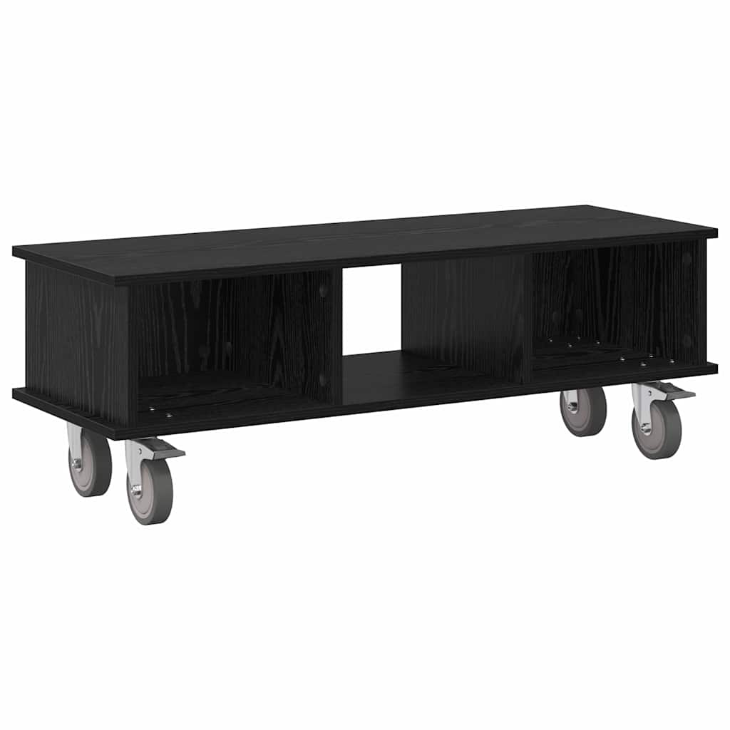 vidaXL TV Stand 100 x 35 x 35 cm Black Oak Engineered Wood 2