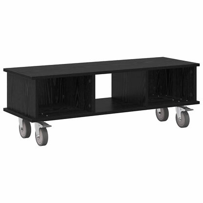 vidaXL TV Stand 100 x 35 x 35 cm Black Oak Engineered Wood 2