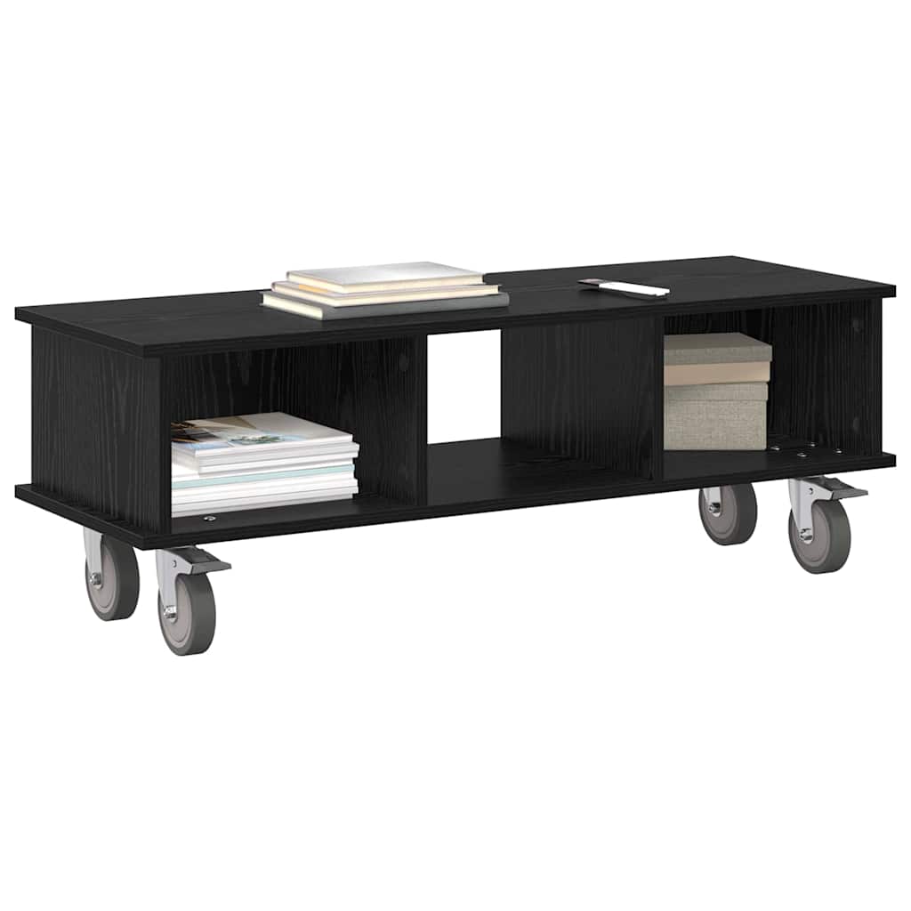 vidaXL TV Stand 100 x 35 x 35 cm Black Oak Engineered Wood 3