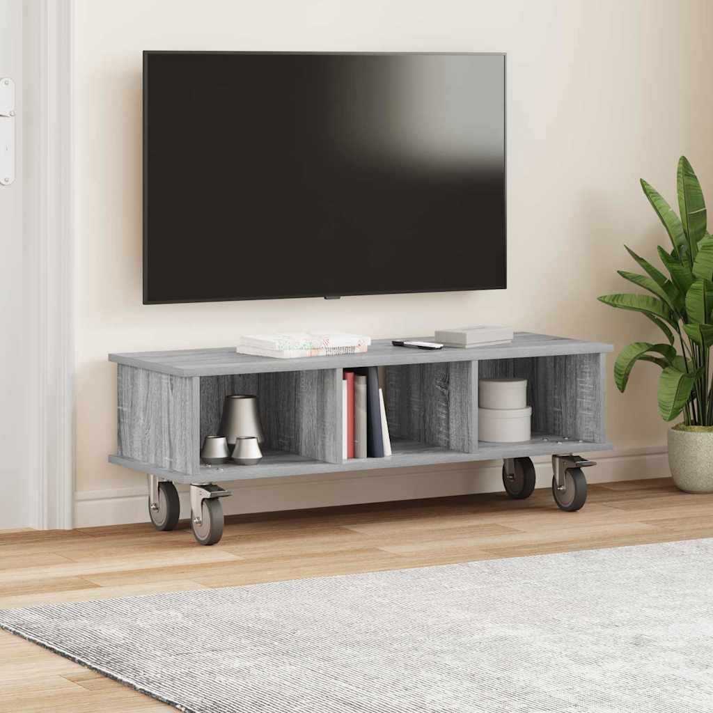vidaXL TV Stand 100 x 35 x 35 cm Grey Sonoma Engineered Wood 4