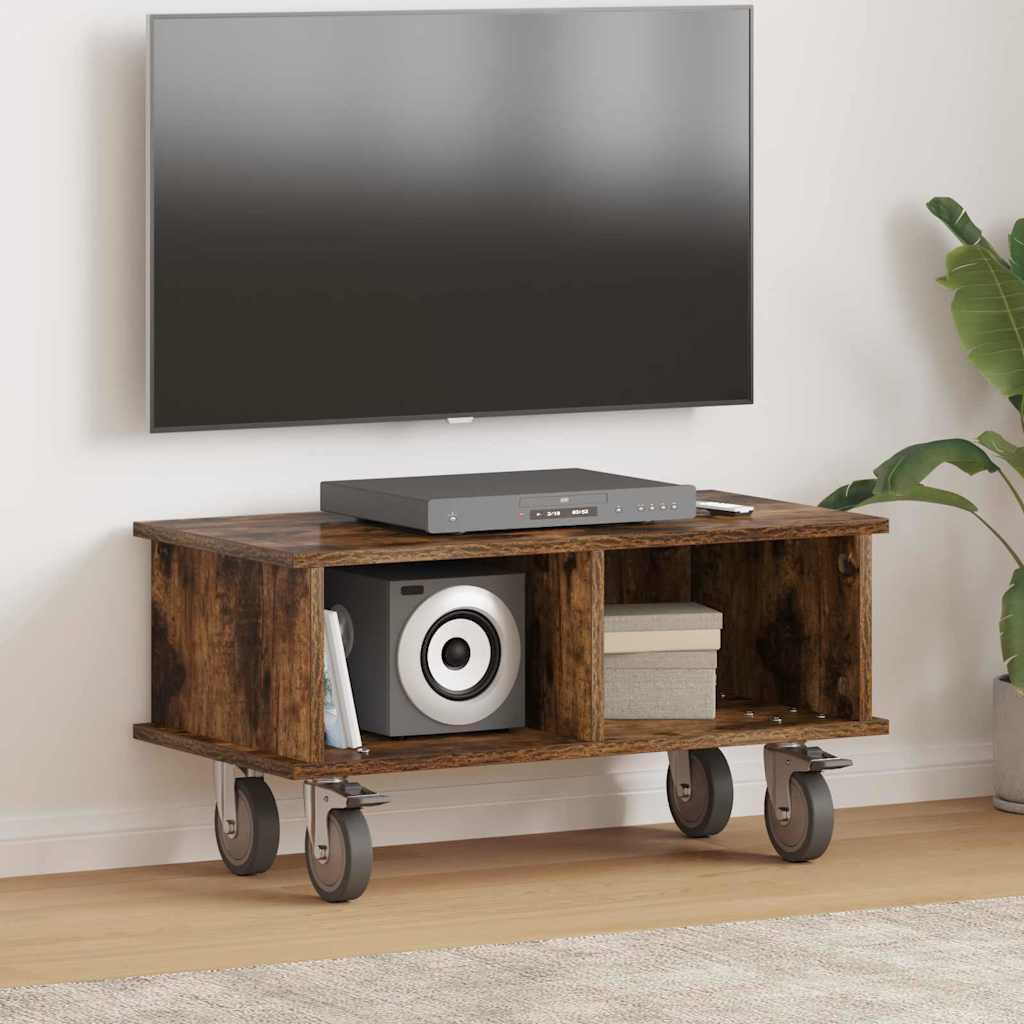 vidaXL TV Stand 68.5 x 35 x 35 cm Smoked Oak Engineered Wood 1