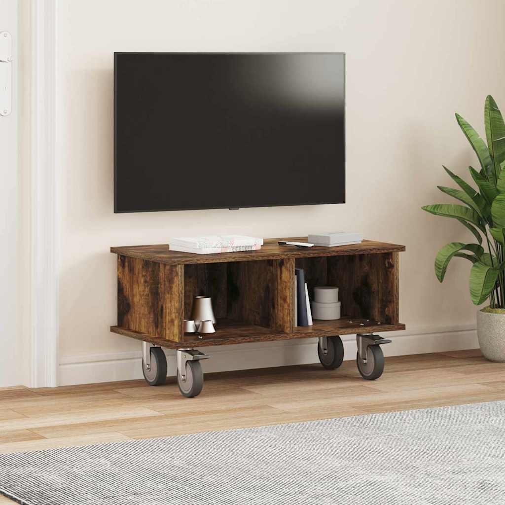 vidaXL TV Stand 68.5 x 35 x 35 cm Smoked Oak Engineered Wood 4