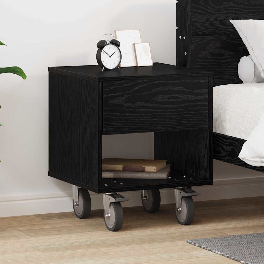 vidaXL Bedside Table Black Oak 40.5 x 40 x 48 cm Engineered Wood 1