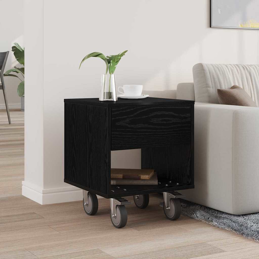 vidaXL Bedside Table Black Oak 40.5 x 40 x 48 cm Engineered Wood 4