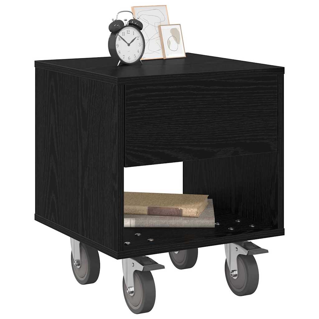 vidaXL Bedside Table Black Oak 40.5 x 40 x 48 cm Engineered Wood 3