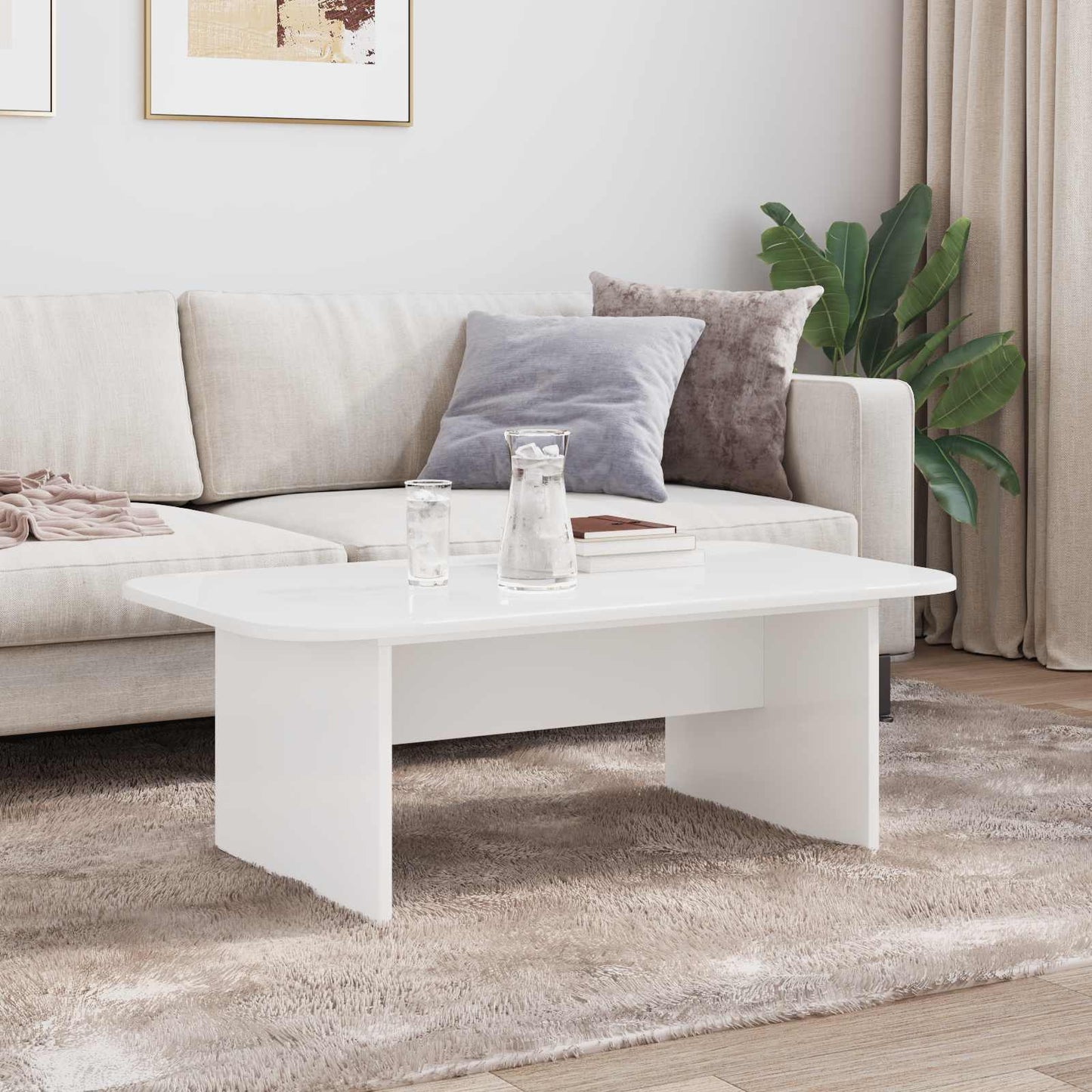 vidaXL Coffee Table White 93 x 53 x 33 cm Engineered Wood 4