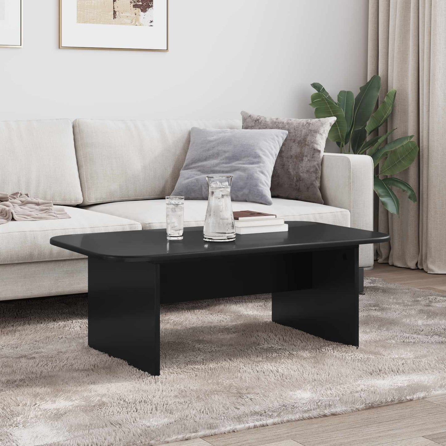 vidaXL Coffee Table Black 93 x 53 x 33 cm Engineered Wood 4