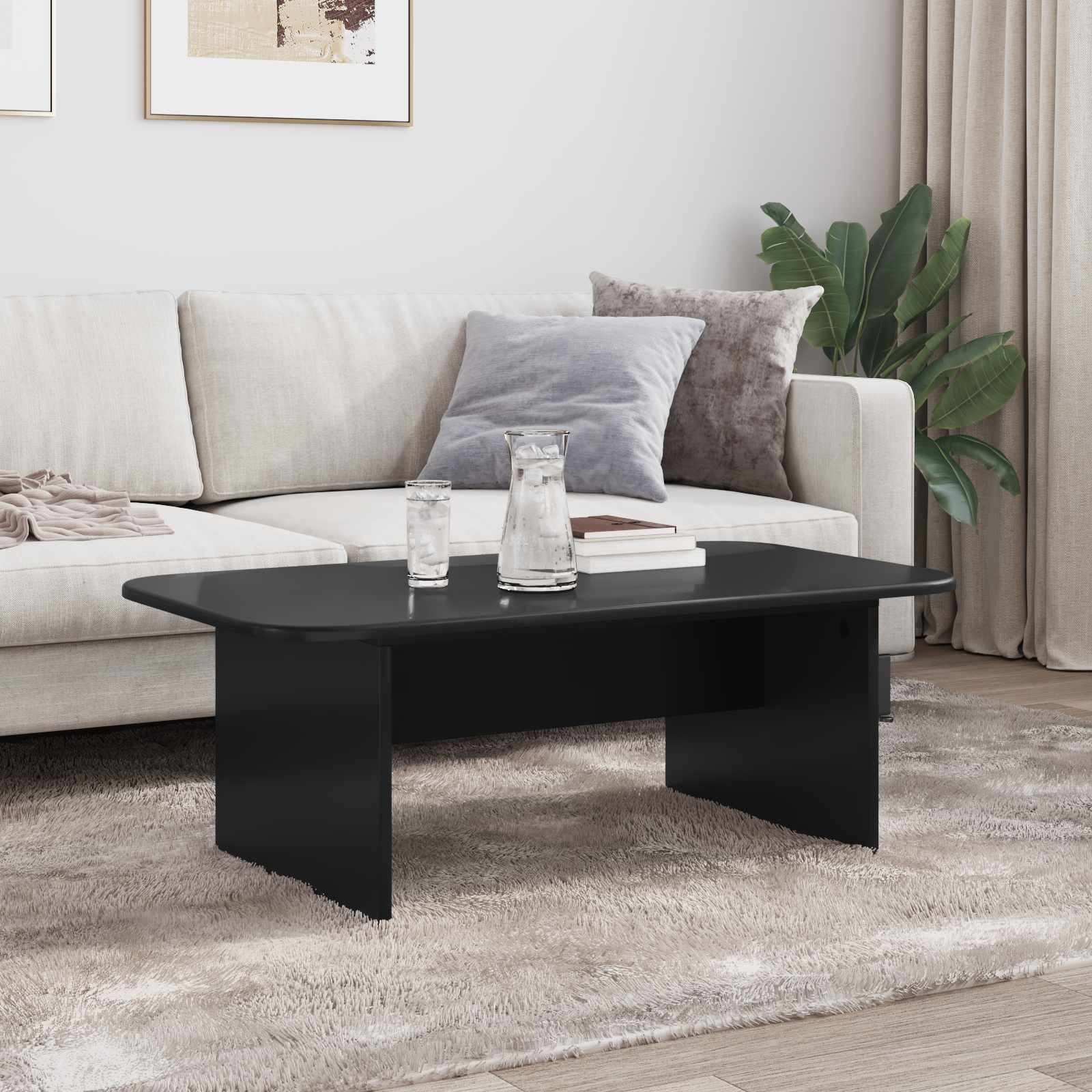 vidaXL Coffee Table Black 93 x 53 x 33 cm Engineered Wood 4