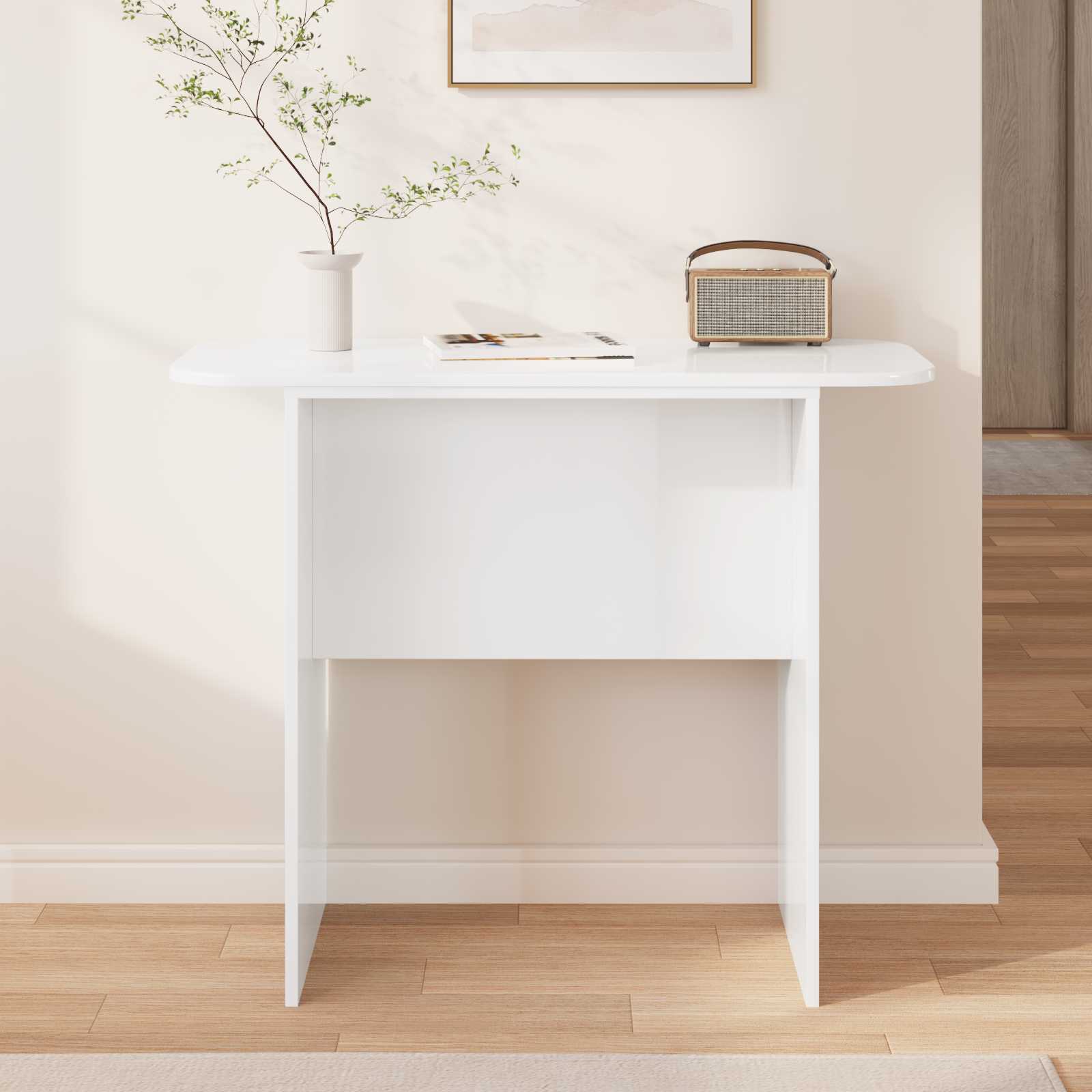 vidaXL Console Table High Gloss White 93 x 40 x 75 cm Engineered Wood 4