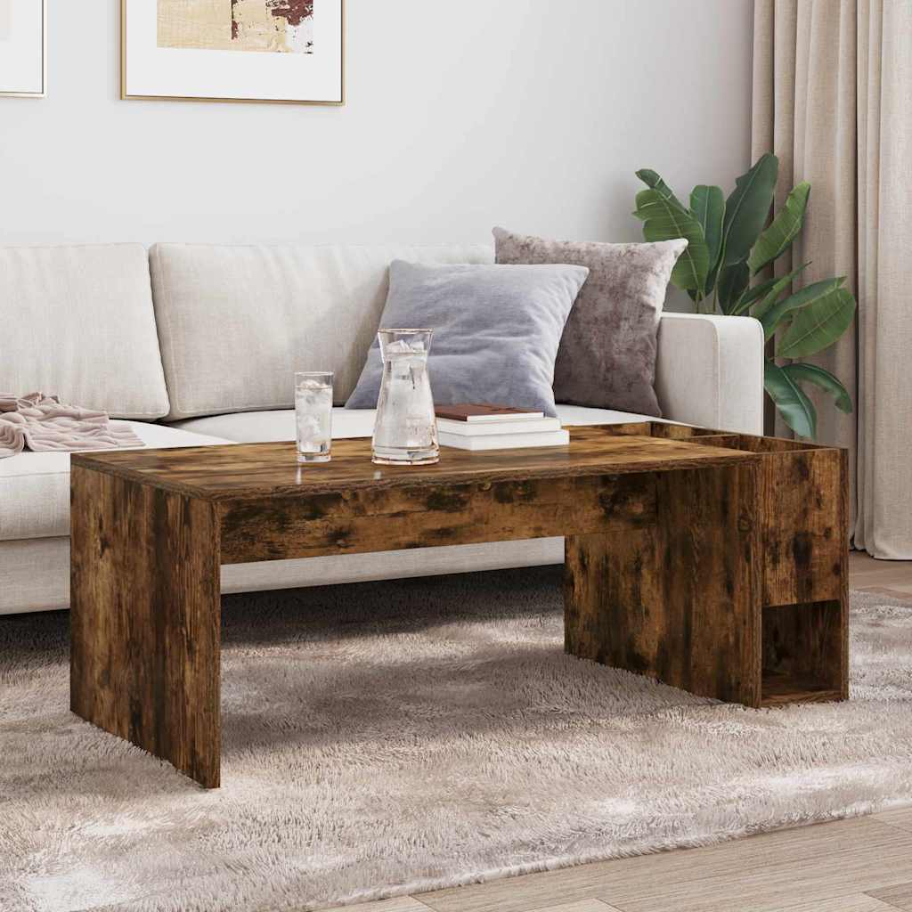 vidaXL Coffee Table Smoked Oak 101.5 x 50 x 37 cm Engineered Wood 4