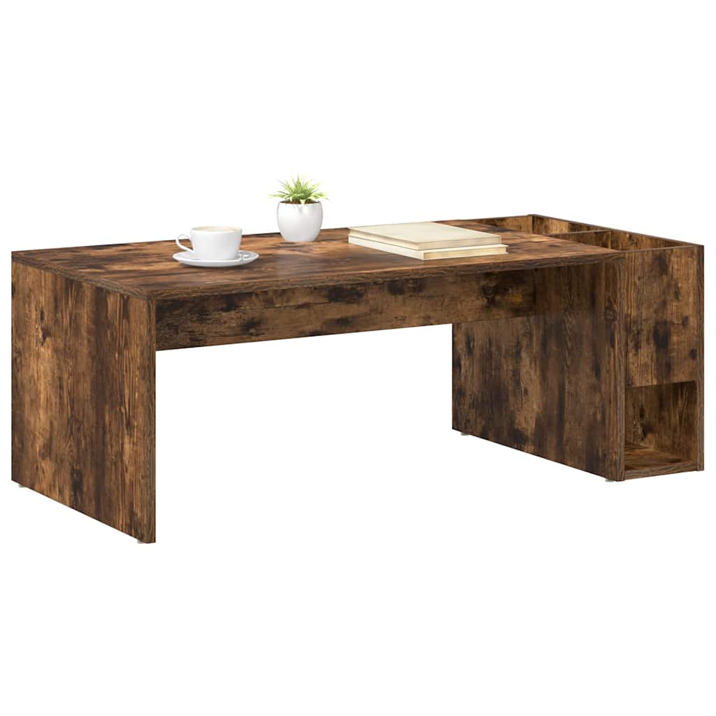 vidaXL Coffee Table Smoked Oak 101.5 x 50 x 37 cm Engineered Wood 3
