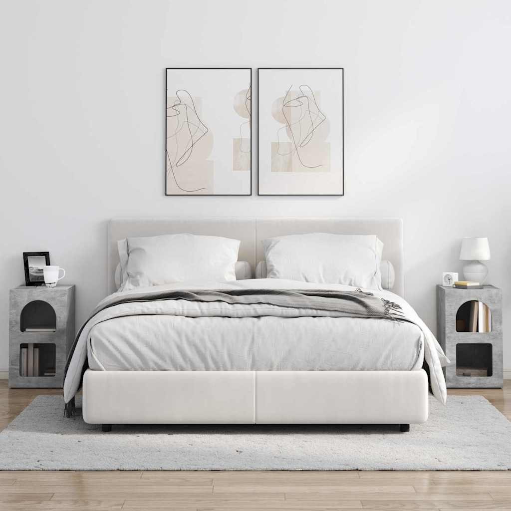 vidaXL Bedside Table ELST 2 pcs Concrete Grey 29.5 x 33.5 x 50 cm 4