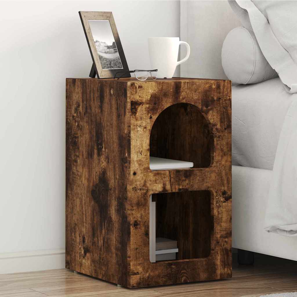 vidaXL Bedside Table ELST 2 pcs Smoked Oak 29.5 x 33.5 x 50 cm 1