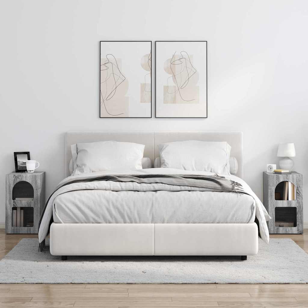 vidaXL Bedside Table ELST 2 pcs Grey Sonoma 29.5 x 33.5 x 50 cm 4