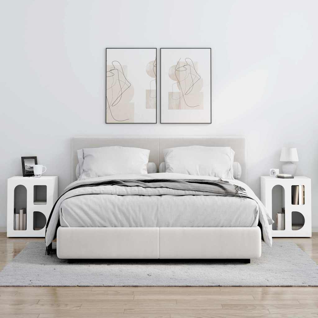 vidaXL Bedside Table ELST 2 pcs White 40 x 35 x 50 cm Engineered Wood 4