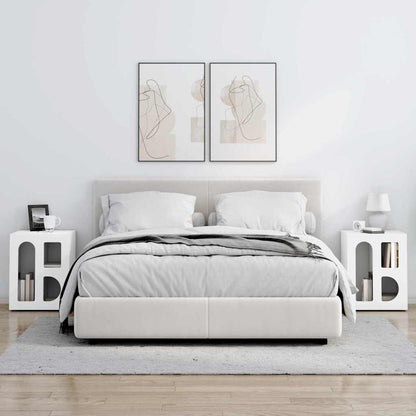 vidaXL Bedside Table ELST 2 pcs White 40 x 35 x 50 cm Engineered Wood 4