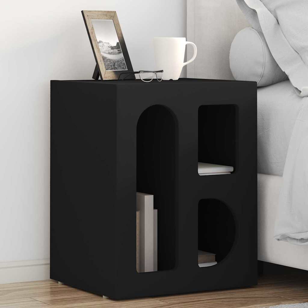 vidaXL Bedside Table ELST Black 40 x 35 x 50 cm Engineered Wood 1