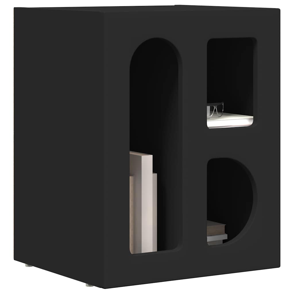 vidaXL Bedside Table ELST Black 40 x 35 x 50 cm Engineered Wood 3