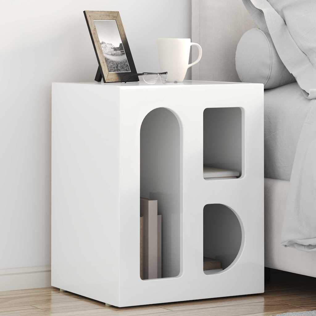 vidaXL Bedside Table ELST High Gloss White 40 x 35 x 50 cm 1