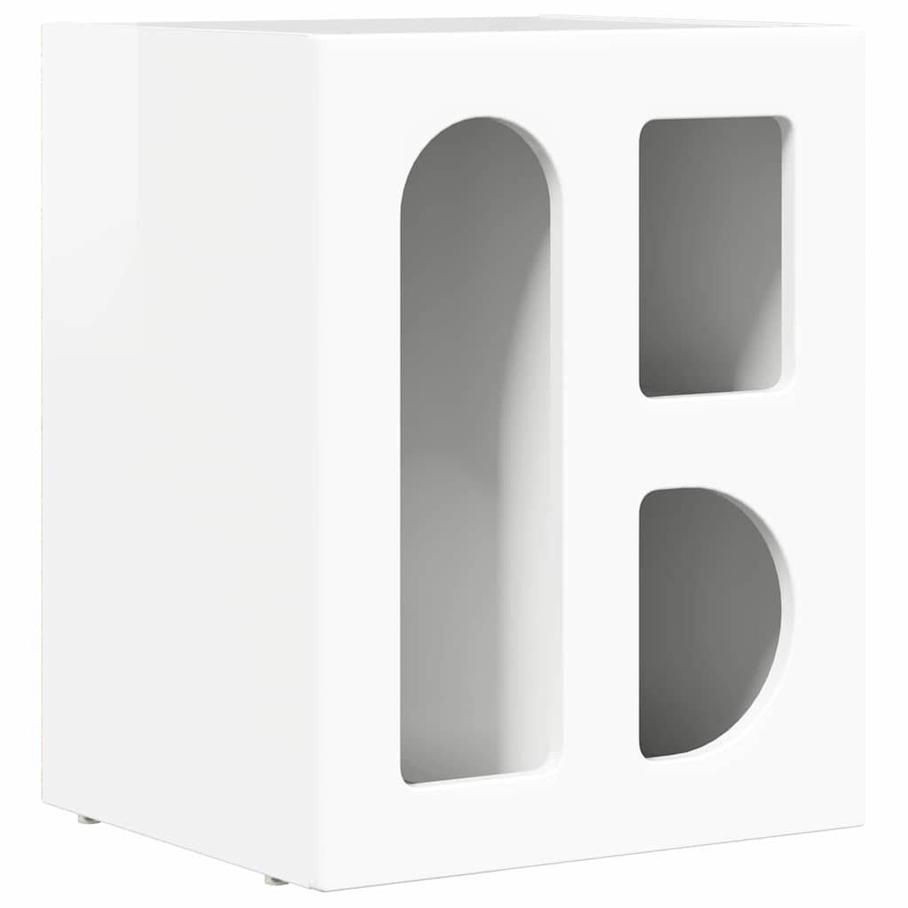 vidaXL Bedside Table ELST High Gloss White 40 x 35 x 50 cm 2