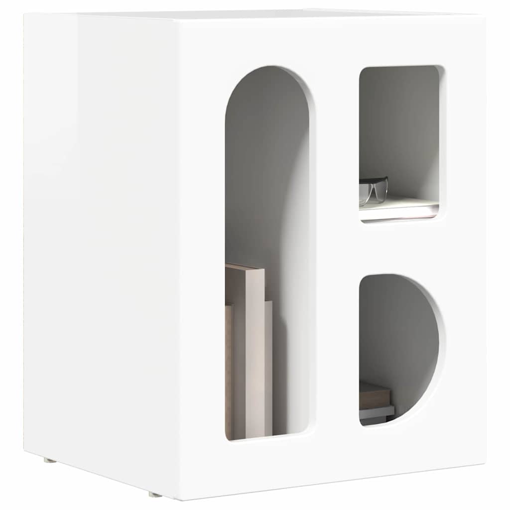 vidaXL Bedside Table ELST High Gloss White 40 x 35 x 50 cm 3