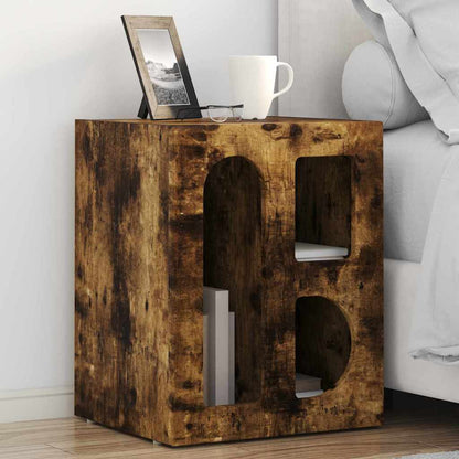 vidaXL Bedside Table ELST Smoked Oak 40 x 35 x 50 cm Engineered Wood 1
