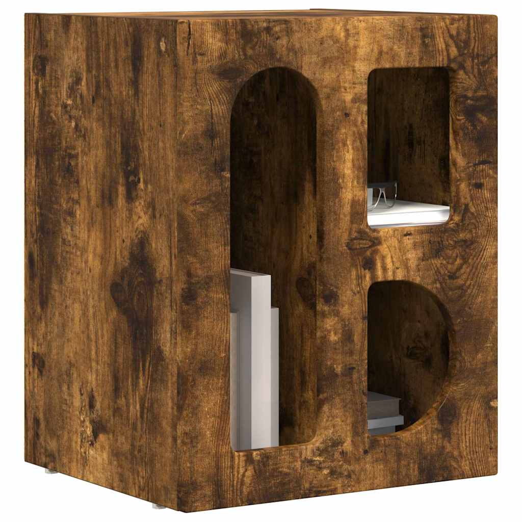 vidaXL Bedside Table ELST Smoked Oak 40 x 35 x 50 cm Engineered Wood 3