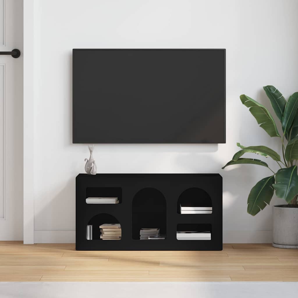 vidaXL TV Cabinet ELST 80 x 35 x 40 cm Black Engineered Wood 4