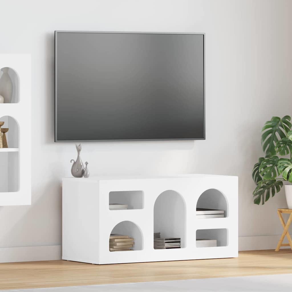TV Cabinet ELST 80 x 35 x 40 cm Engineered Wood High gloss white