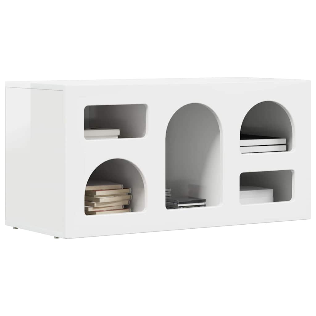 TV Cabinet ELST 80 x 35 x 40 cm Engineered Wood High gloss white