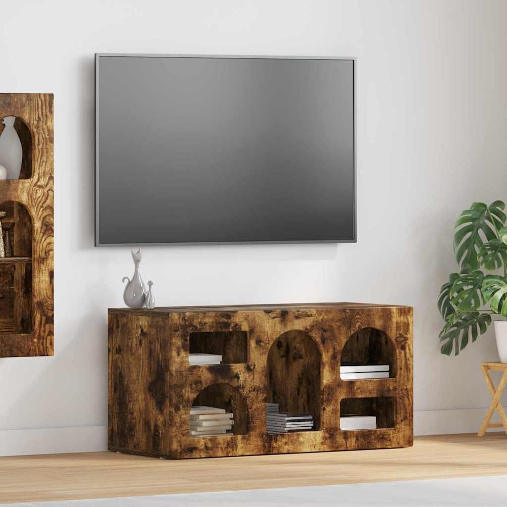 vidaXL TV Cabinet ELST 80 x 35 x 40 cm Smoked Oak Engineered Wood 1