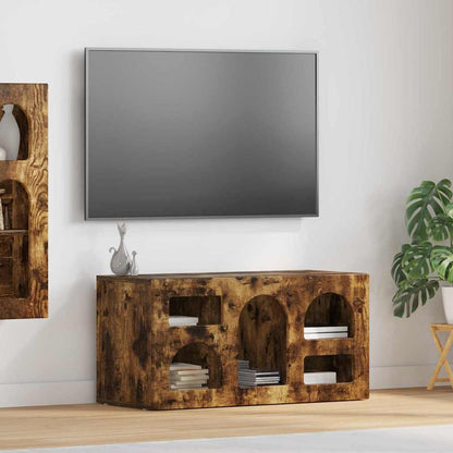 vidaXL TV Cabinet ELST 80 x 35 x 40 cm Smoked Oak Engineered Wood 1