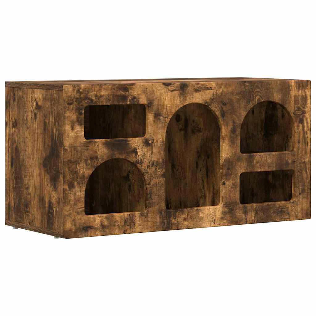 vidaXL TV Cabinet ELST 80 x 35 x 40 cm Smoked Oak Engineered Wood 2