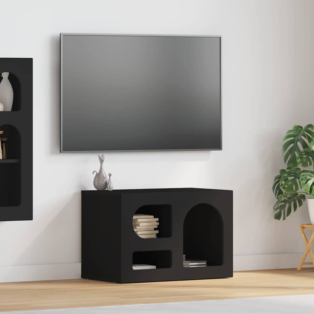 vidaXL TV Cabinet ELST 60 x 35 x 40 cm Black Engineered Wood 1