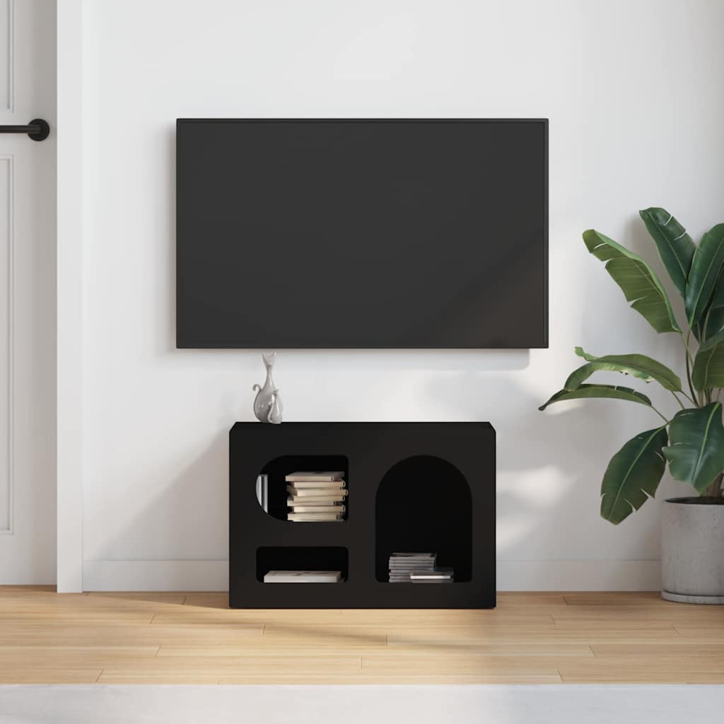 vidaXL TV Cabinet ELST 60 x 35 x 40 cm Black Engineered Wood 4