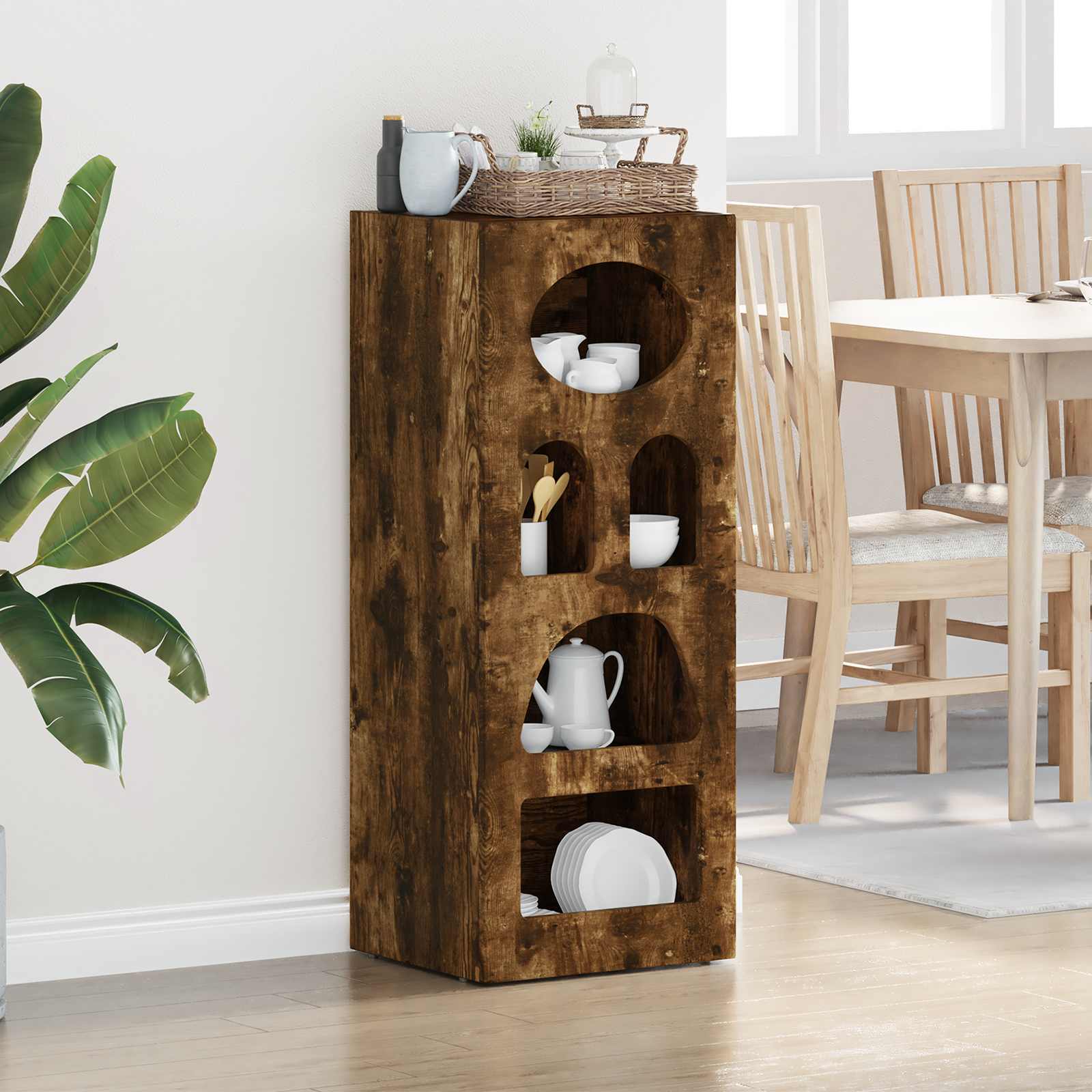 vidaXL Sideboard ELST Smoked Oak 40 x 35 x 100.5 cm Engineered Wood 1