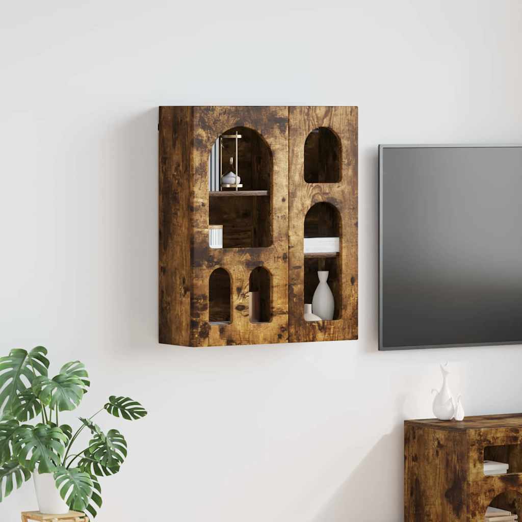 vidaXL Hanging Cabinet with Shelf ELST Smoked Oak 59 x 20 x 71.5 cm 1