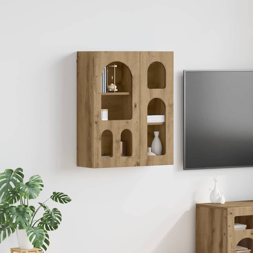 vidaXL Hanging Cabinet with Shelf ELST Artisan Oak 59 x 20 x 71.5 cm 1