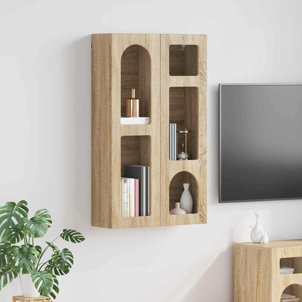 vidaXL Hanging Cabinet with Shelf ELST Sonoma Oak 59 x 20 x 100 cm 1